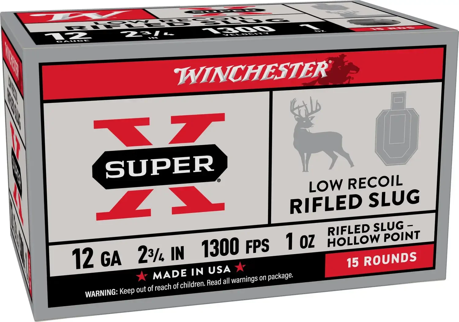 WINCHESTER 12 GA 2-3/4 SUPER-X 15-PACK LOW RECOIL 1 OZ 15RD/BX 10BX/CS CHESTER 12 GA 2-3/4 SUPER-X 15-PACK LOW RECOIL 1 OZ 15RD/BX 10BX/CS Ammo