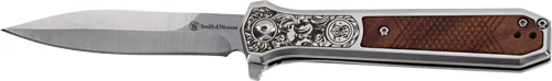 S&W KNIFE UNWAVERED SPRING AST - 3.5" SS/ROSEWOOD ENGRV DAGGER - Image 2