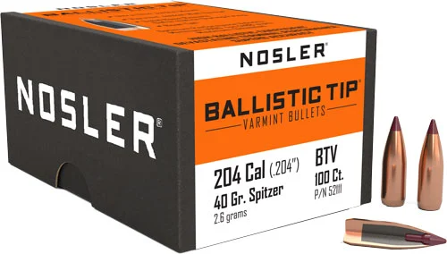 NOSLER BULLETS 20 CAL .204 - 40GR BALLISTIC TIP 100CT - Image 2