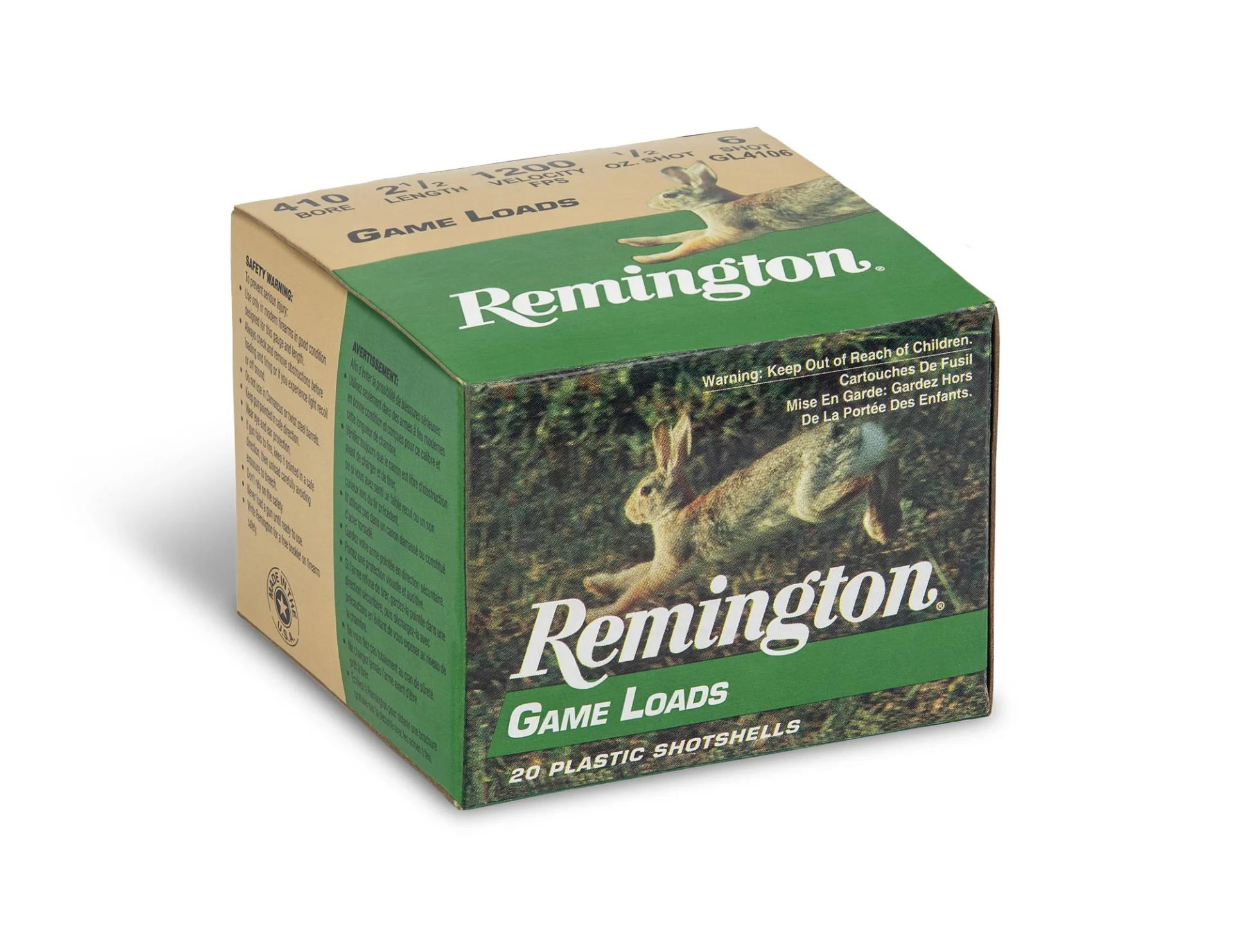 REMINGTON 410ga 2-1/2in 1/2oz 6 20 Rd/bx 10 Bx/cs